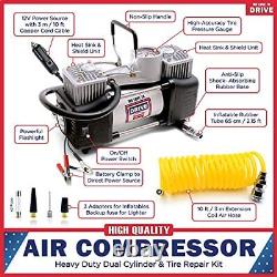 Air Pump and Tire Repair Kit 12V DC Portable Air Compressor Tire Inflator