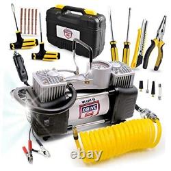 Air Pump and Tire Repair Kit 12V DC Portable Air Compressor Tire Inflator