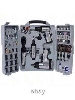 Air Tool And Accessories Kit, 71 Piece, Impact Wrench, Air Ratchet, Die Grinder