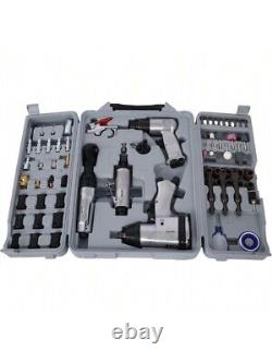 Air Tool And Accessories Kit, 71 Piece, Impact Wrench, Air Ratchet, Die Grinder