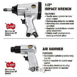 Air Tool and Accessories Kit, 71 Piece, Impact Wrench, Air Ratchet, Die Grind