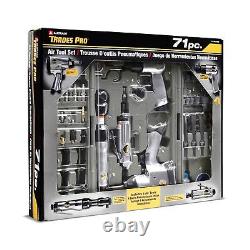 Air Tool and Accessories Kit, 71 Piece, Impact Wrench, Air Ratchet, Die Grind