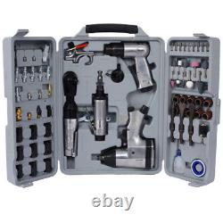 Air Tool and Accessories Kit, 71 Piece, Impact Wrench, Air Ratchet, Die Grinder