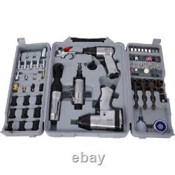 Air Tool and Accessories Kit, 71 Piece, Impact Wrench, Air Ratchet, Die Grinder