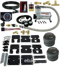 Air Tow Assist Kit Black Gauge & Air Compressor For 1999-06 Chevy Silverado 1500