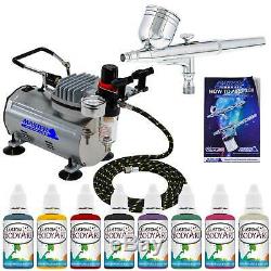 Airbrush Face Paint Kit 8 Custom Body Art Colors Air Compressor Tattoo Stencil