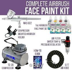 Airbrush Face Paint Kit 8 Custom Body Art Colors Air Compressor Tattoo Stencil