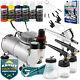 Airbrush Kit With 3 Airbrushes Gravity Siphon Feed Air Compressor 6 Color Set