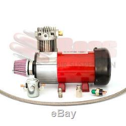 BOSS PX07 12v Air Compressor Braided Hose Pressure Switch Check Valve Solenoid