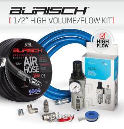 BURISCH Regulator Air Impact Wrench 90L Air Compressor Hose High Flow socket Kit