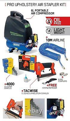 BURISCH Upholstery Air Stapler Kit Tacwise A7116V Air Compressor 10m Airline