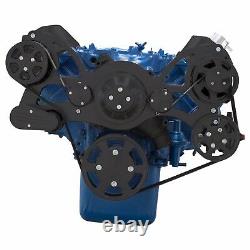 Black Big Block Ford Serpentine Pulley Kit 429 460 BBF AC A/C Air Conditioning