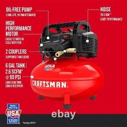 CRAFTSMAN Air Compressor, 6 Gallon, Oil-Free with 13 Piece Accessory Kit