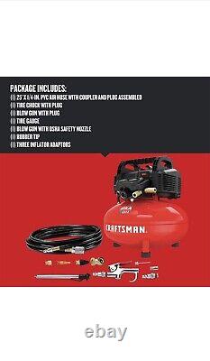 CRAFTSMAN Air Compressor, 6 Gallon, Pancake, Oil-Free with 13 Piece Accessory