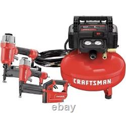 CRAFTSMAN CMEC1KIT18 Air Compressor Combo Kit w Hose & Nail Driver 6 Gallon Red