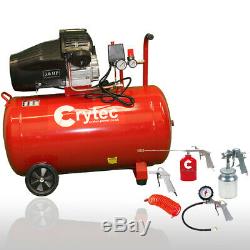 CRYTEC Air Compressor 100 Litre 3HP 8BAR 5pc Spray Kit