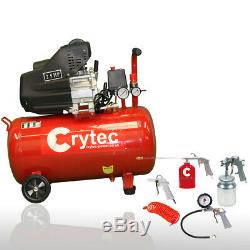 CRYTEC Air Compressor 50 Litre 2.5HP 8BAR 5pc Spray Kit