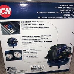 Campbell Hausfeld FP2028 1 Gallon Air Compressor. Includes 6 Piece Inflation Kit