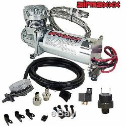 Chrome Air Compressor Kit with Air Intake Filter Relocator AirMaxxx 480 180 psi