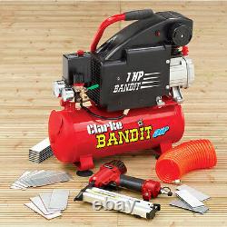 Clarke Bandit 4 Air Compressor 8 Litre + Nail / Stapler Kit