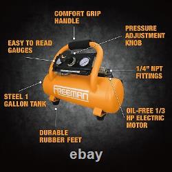 Combo Cordless Air Compressor 1 Gallon 20 Volt, with 3-In-1 Pneumatic Finish Nai