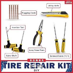 Complete 12V Tire Repair and Air Compressor Kit with Hose and Adaptors 150 PSI