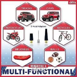 Complete 12V Tire Repair and Air Compressor Kit with Hose and Adaptors 150 PSI