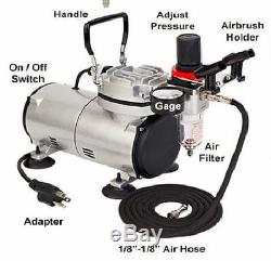 Complete Airbrush Kit Air Compressor 3 Airbrush Hobby Auto Paint