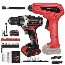 Cordless Drill Set and Tire Inflator Air Compressor Combo Kit for Home