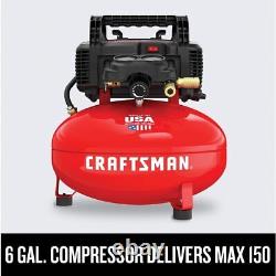 Craftsman CMEC3KITR 0.8 HP 6 Gallon Oil-Free Pancake Air Compressor with 3 Tools