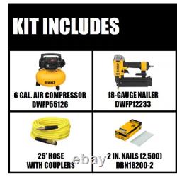 DEWALT 6 Gal 165 PSI Heavy-Duty Electric Pancake Air Compressor 18-Gauge Brad Na