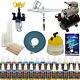 Dual-action Airbrush Kit Air Compressor 24 Us Art Supply Paint Color Set Gift