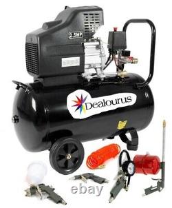 Dealourus Portable 50L Litre Air Compressor 9.6CFM 2.5HP & 5 Piece Tool Kit