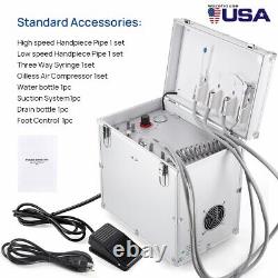 Dental Portable Mobile Delivery Unit Air Compressor Rolling Box 4H+handpiece Kit