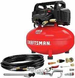 Efficient Air Compressor 6 Gallon Pancake Oil-Free with 13 Piece Accessory Kit