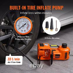 Electric Hydraulic Car Floor Jack 5 Ton 12V With Impact Wrench &Tire Inflator Pump