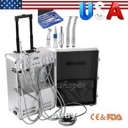 FDA Portable Dental Unit System Built-in Air Compressor Case+ Handpiece Kit