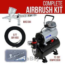 Fine Detail 0.2 Dual-Action Gravity AIRBRUSH KIT Tank Air Compressor Auto Paint