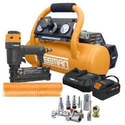 Freeman PE1GCCK 20V MAX Compressor and Nailer/Stapler Kit with Accessory Set New