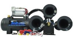 HornBlasters Bandit 127H Loud Train Air Horn Set Kit with VIAIR 444C Compressor