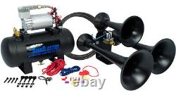 HornBlasters Outlaw Black 127H Loud Train Air Horn Kit for Truck with Compressor