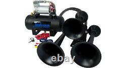 HornBlasters Outlaw Black 127H Loud Train Air Horn Kit for Truck with Compressor