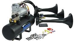 HornBlasters Outlaw Black 228H Loud Train Air Horn Kit for Truck with Compressor