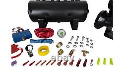 HornBlasters Outlaw Black 232 Loud Train Air Horn Kit with VIAIR 380C Compressor