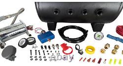 HornBlasters Outlaw Black 540 Loud Train Air Horn Set Kit with VIAIR Compressor