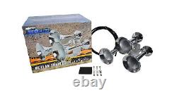 HornBlasters Outlaw Chrome 127H Loud Train Air Horn Kit with 275C Compressor