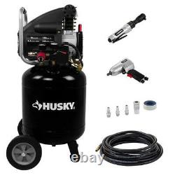 Husky Electric Air Compressor 10 Gal Portable Heavy Duty 1.5 HP Extra Value Kit