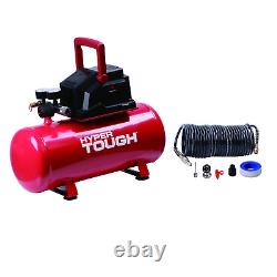 Hyper Tough 3 Gallon Bundle Oil Free Portable Air Compressor, 100PSI, Red kit