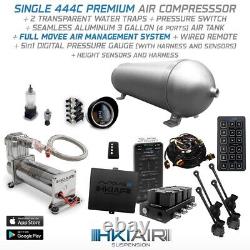 Kit 1 HKI Air Compressors + 1 Filter + Bluetooth + Aluminum Air Tank + Gauge