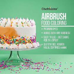 Master 3 Airbrush Air Compressor Cake Decorating Kit, 12 Chefmaster Food Colors